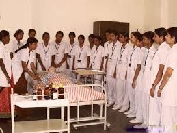 Goutham College of Nursing students learning from experienced faculty in a well-equipped classroom.