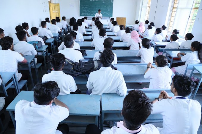 Students learning at Tulza Bhavani College of Nursing Bijapur.